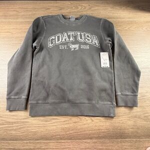 GOAT USA Men's Crewneck Sweatshirt Gray Pullover Size S NWT Distressed Casual